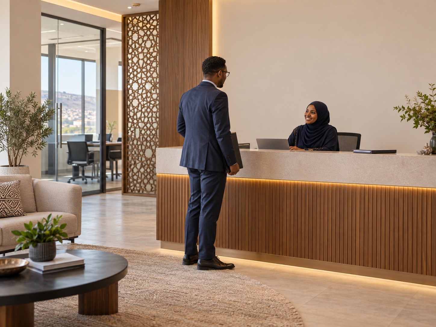Welcoming Somali corporate office reception